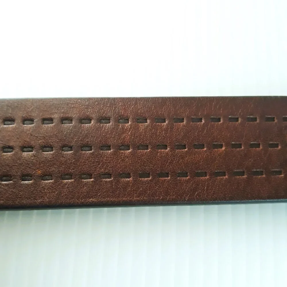 Fabio Corti Brown Leather Tooled Belt Medium Made in Italy